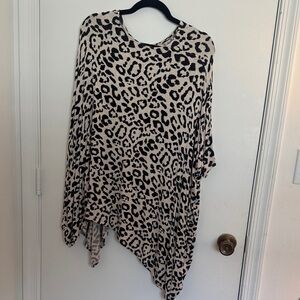 JODIFL Leopard Print Asymmetrical Top - Black and Cream